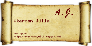 Akerman Júlia névjegykártya